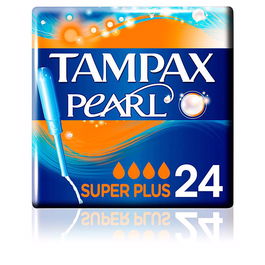 Tampax Pearl Tampon Super Plus 24 Unités, Très Haut Débit, Applicateur Intelligent, Insertion Confortable