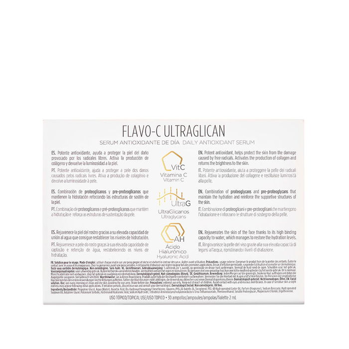 Isdin ISDINCEUTICS Flavo-C Ultraglycanes Ampoules Anti-rides Raffermissantes Anti-âge Visage 30 x 2 ml