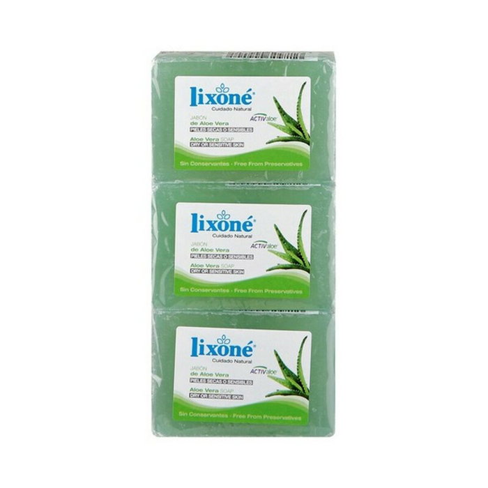 Lixone Savon à l'Aloe Vera pour peaux sèches ou sensibles, 3 x 125 g
