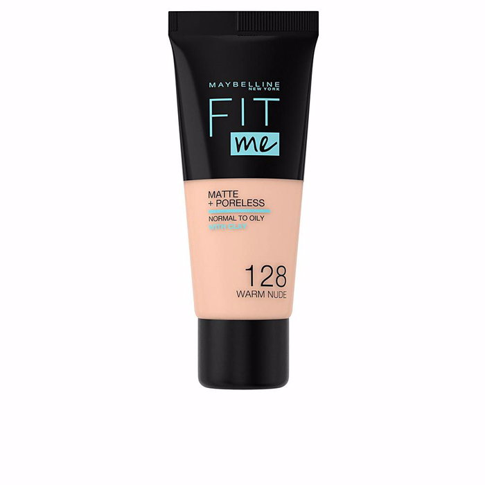 Maybelline FIT ME MATTE+PORELESS fond de teint #128-warm nude fini mat et pores lissés pour peaux mixtes à grasses 30 ml