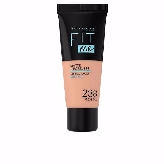 Maybelline FIT ME MATTE+PORELESS foundation #238-rich tan fond de teint matifiant anti-pores pour teints foncés 30 ml Maybelline FIT ME MATTE+PORELESS foundation #238-rich tan fond de teint matifiant anti-pores pour teints foncés 30 ml
