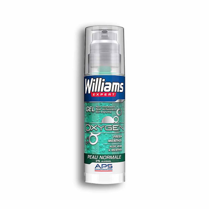 Williams Expert Oxygen Gel à raser 0% alcool pour peaux normales 150 ml Williams Expert Oxygen Gel à raser 0% alcool pour peaux normales 150 ml