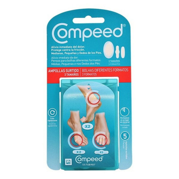 Compeed Pansements anti-ampoules assortis, 3 tailles, 5 unités
