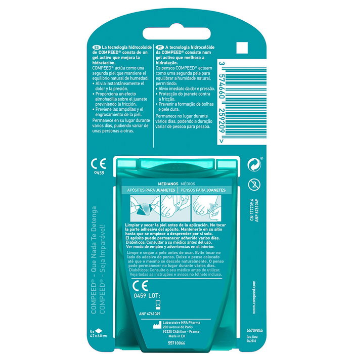Compeed Pansements Ampoules Taille Moyenne pour Articulations du Pied - Technologie Hydrocolloïde - Lot de 5