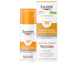 Eucerin Sun Photoaging Control Gel-crème Teintée SPF50+ Medium 50 ml Protection Solaire Visage Anti-rides Unifie le Teint