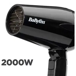 BaByliss Travel Dry 2000 5344E - Sèche-cheveux 2000W compact, léger avec poignée pliable, concentrateur, bi-voltage