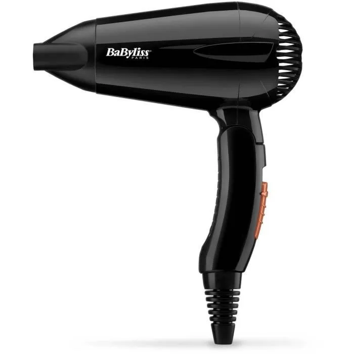 BaByliss Travel Dry 2000 5344E - Sèche-cheveux 2000W compact, léger avec poignée pliable, concentrateur, bi-voltage