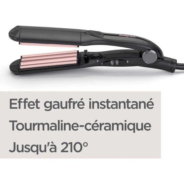 Babyliss Fer à gaufrer Crimper 2165CE 35 mm Noir et rose