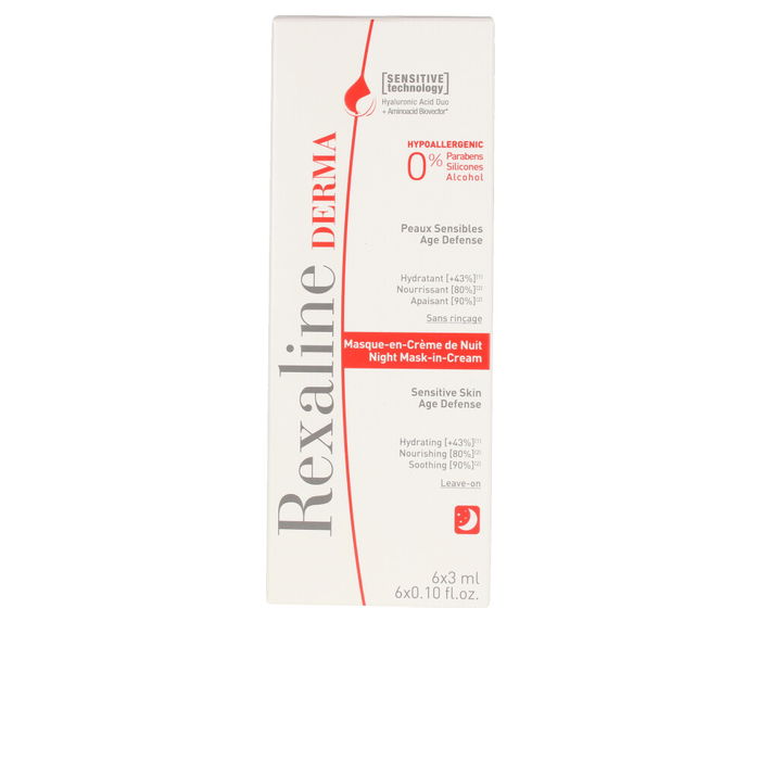 Rexaline Masque de nuit DERMA, crème pour peaux sensibles, 6 capsules de 3 ml