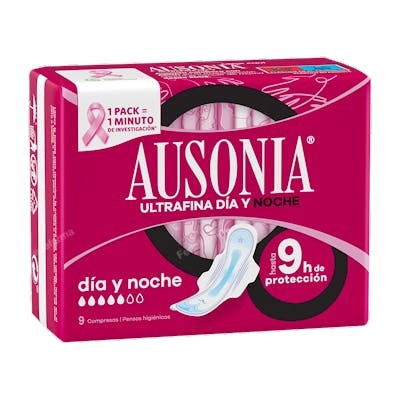Ausonia serviettes de nuit ultra avec ailes, 9 unités