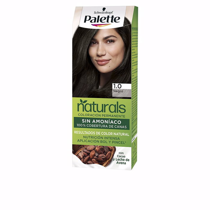 Palette Teinture Natural #1.0-Noir, Coloration Permanente à Base d'Ingrédients Naturels pour Femme, Cheveux, 1 unité Palette Teinture Natural #1.0-Noir, Coloration Permanente à Base d'Ingrédients Naturels pour Femme, Cheveux, 1 unité