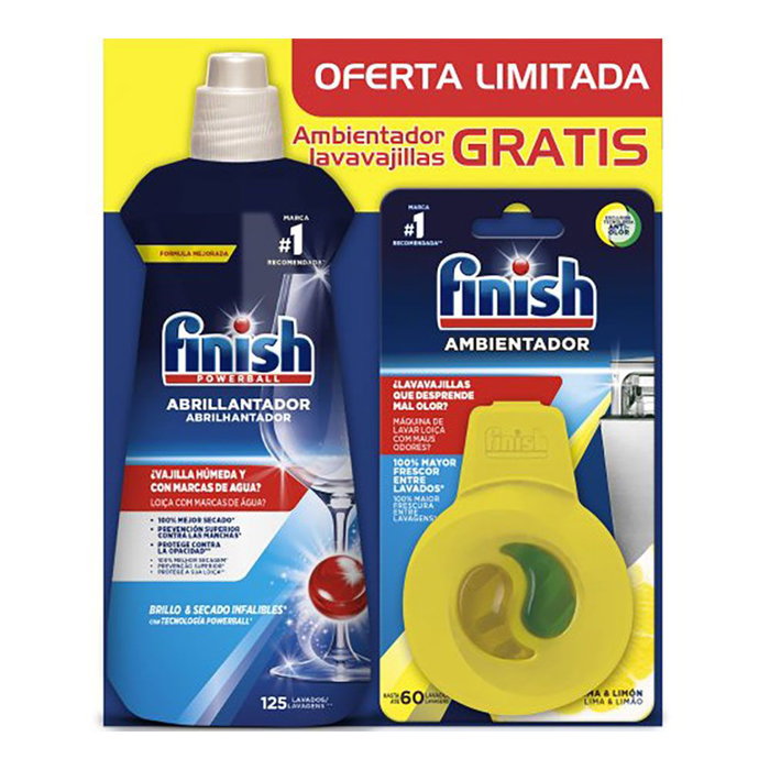 Finish Abrillantador et Assainisseur pour Lave-vaisselle avec 2 unités d'ambientador Finish Abrillantador et Assainisseur pour Lave-vaisselle avec 2 unités d'ambientador