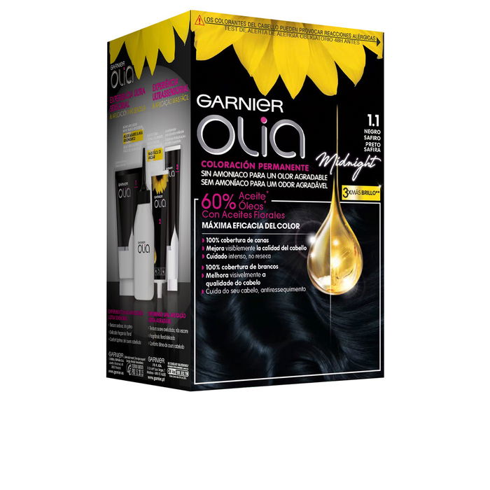 Garnier Olia Coloration Permanente Sans Ammoniaque Teinte #1.10 Noir Zafiro - 1 U