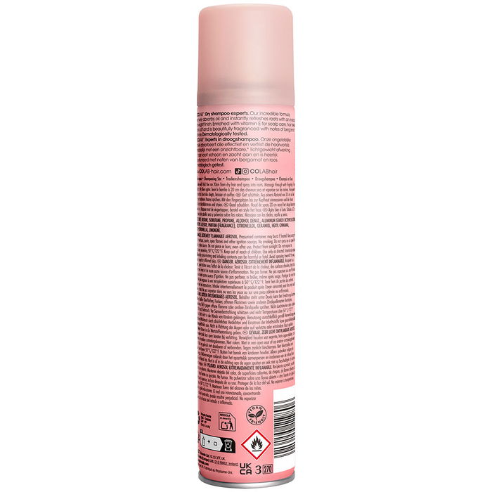 Colab Shampoing Sec Original 200 ml pour Femme - Spray Sans Rinçage Cruelty-Free & Vegan au Parfum Bergamote et Rose