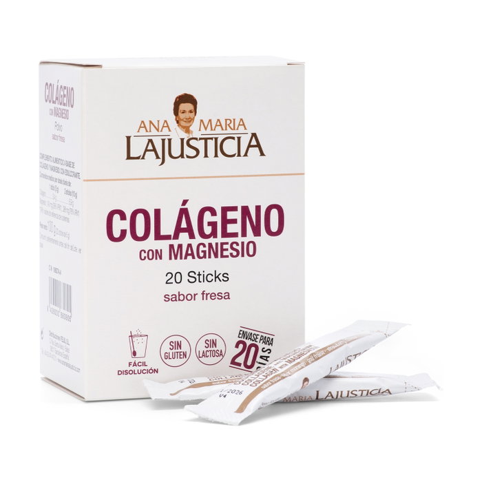 Ana Maria Lajusticia Collagène avec Magnésium saveur Fraise, 20 sticks Ana Maria Lajusticia Collagène avec Magnésium saveur Fraise, 20 sticks