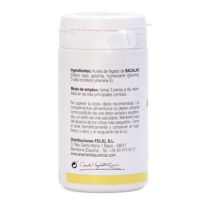 Ana Maria Lajusticia Huile de Foie de Morue + Vitamine E 90 perles - Complément alimentaire riche en Vitamines A, D et Oméga-3 Ana Maria Lajusticia Huile de Foie de Morue + Vitamine E 90 perles - Complément alimentaire riche en Vitamines A, D et Oméga-3