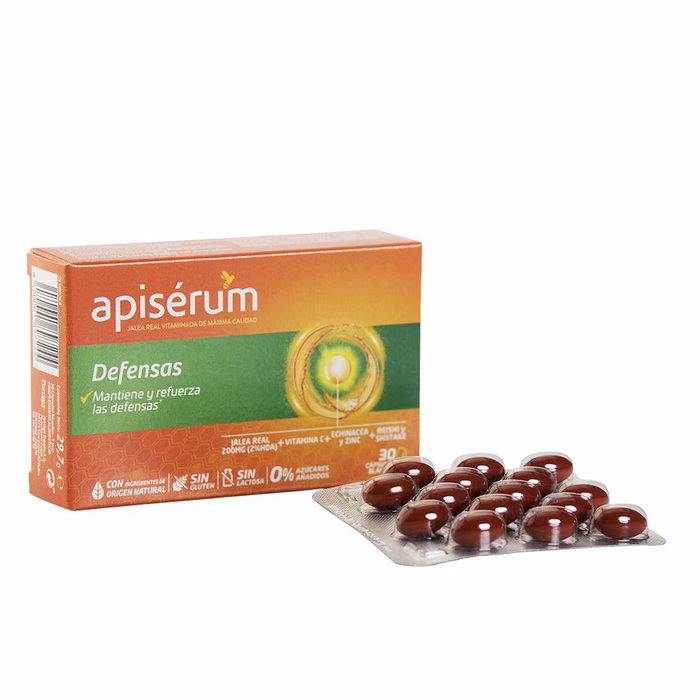Apisérum DEFENSAS Gélules 30 u - Vitamine C, Zinc, Jalea Real, Echinacée, Reishi, Shitake Apisérum DEFENSAS Gélules 30 u - Vitamine C, Zinc, Jalea Real, Echinacée, Reishi, Shitake