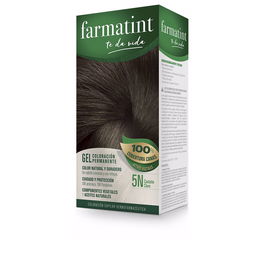 Farmatint Gel Coloration Permanente #5N Marron Clair - Couvre les Cheveux Gris dès la 1ère Utilisation, Sans Ammoniaque