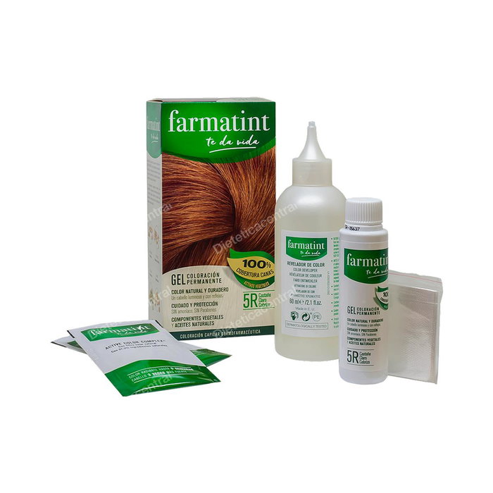 Farmatint Gel Coloration Permanente 5r-brun cuivré clair, Pack de 5 unités