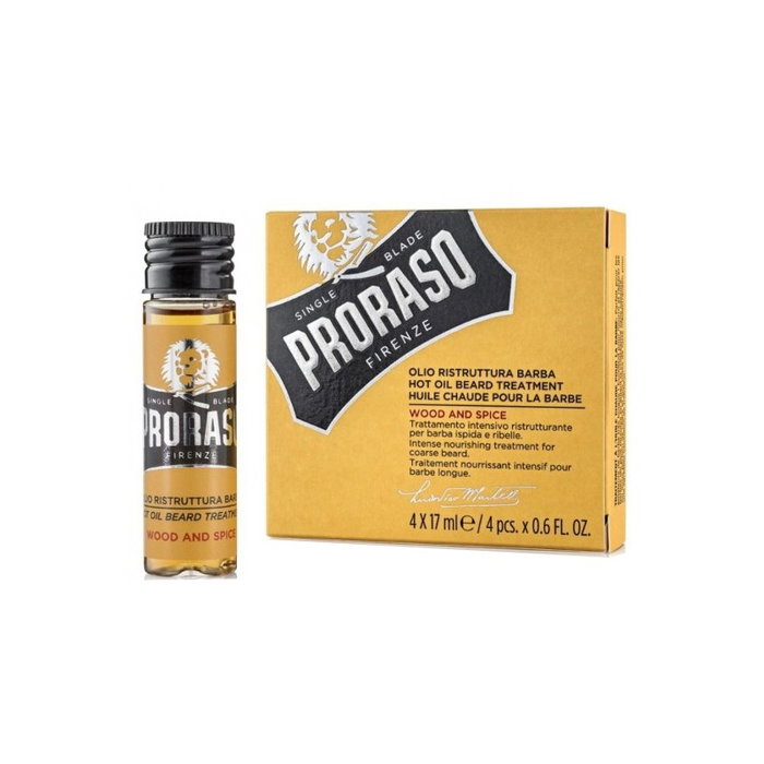 Proraso Huile de soin chaude pour barbe Wood and Spice 4 x 17 ml
