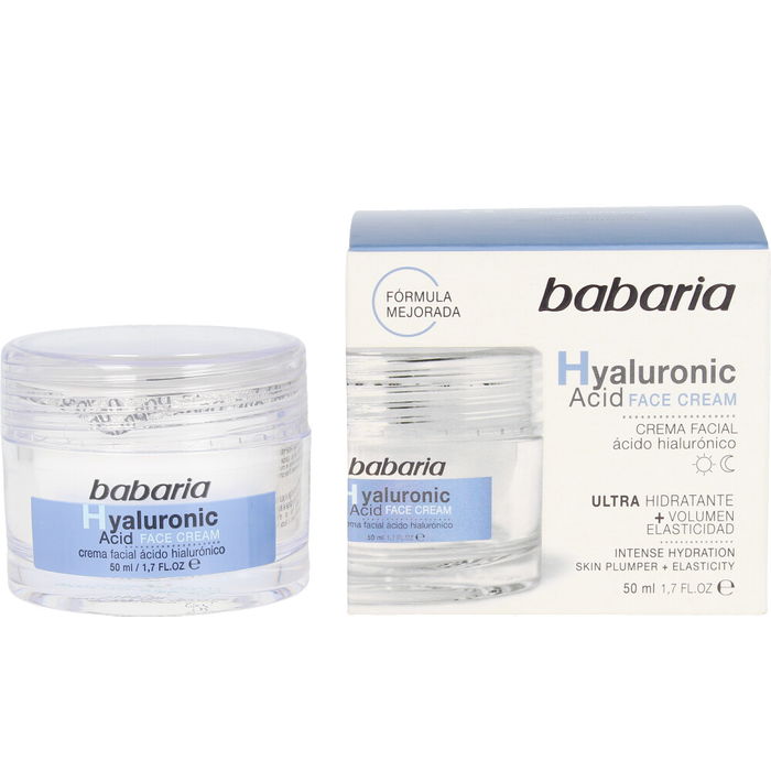Babaria Crème Visage Ultra-Hydratante Acide Hyaluronique Tout Type de Peaux 50 ml