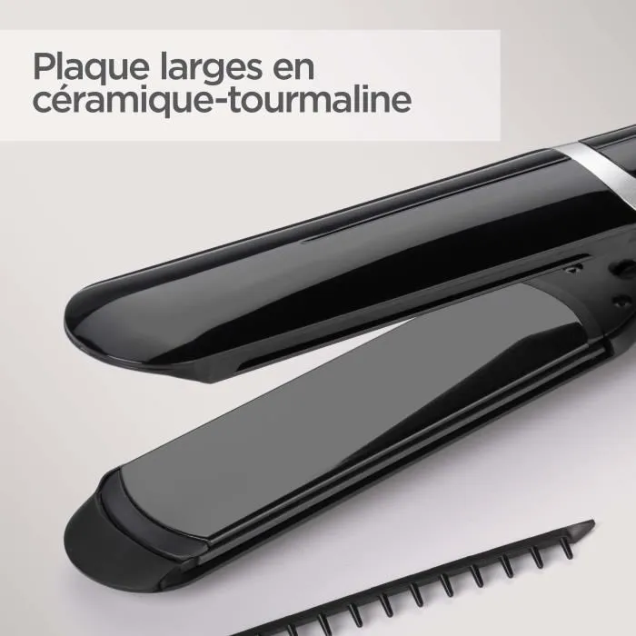BaByliss Lisseur ST397E Sleek Control Wide avec plaques tourmaline céramique extra-larges 35x120mm, peignes amovibles, 6 températures (140-235°C) et ionique