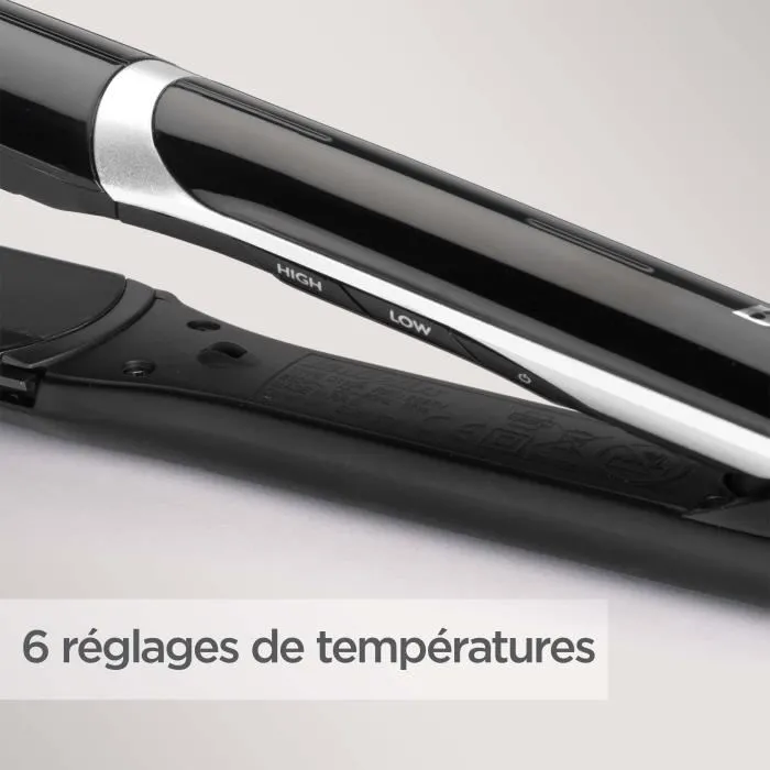 BaByliss Lisseur ST397E Sleek Control Wide avec plaques tourmaline céramique extra-larges 35x120mm, peignes amovibles, 6 températures (140-235°C) et ionique