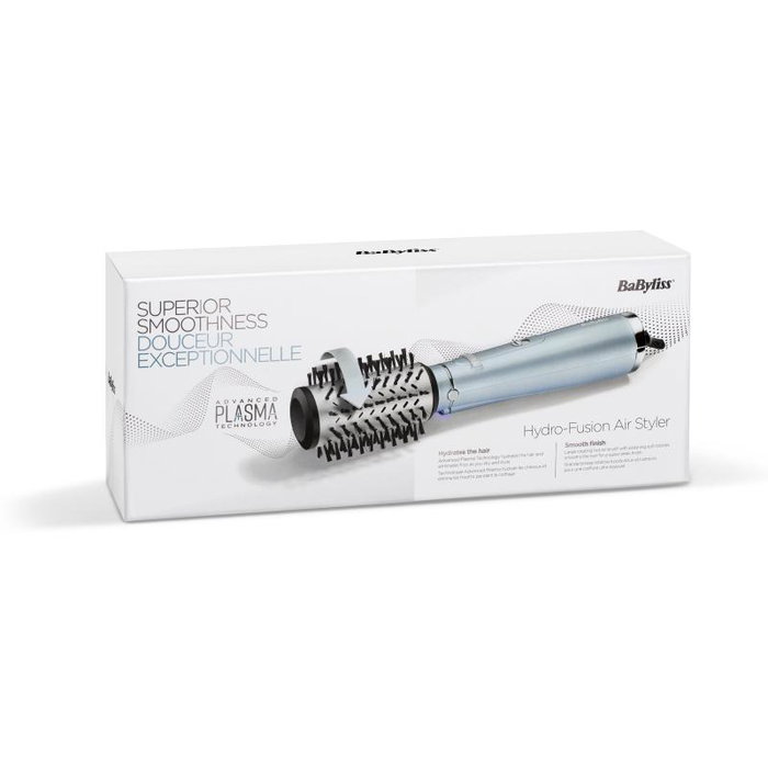 BaByliss AS773E Brosse Chauffante Hot Air Brush Hydro Fusion Styler - Couleur Ice Blue