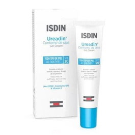 Isdin Ureadin Gel-Crème Contour des Yeux Hydratant SPF 20 avec Acide Hyaluronique et Urée, 15 ml
