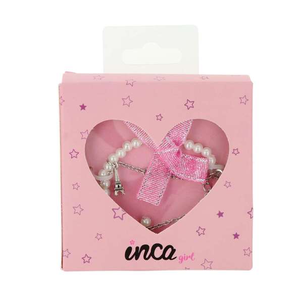 Inca Bracelet en perles blanches avec pendentifs Tour Eiffel