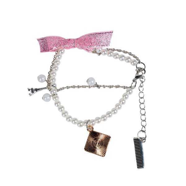 Inca Bracelet en perles blanches avec pendentifs Tour Eiffel