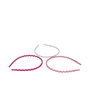 Inca Lot de 3 Bandeaux Fins à Paillettes avec Picots pour Cheveux - Rose, Fuchsia et Argent