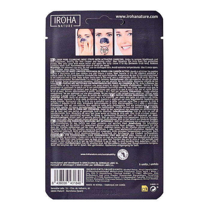 Iroha Patchs Purifiants Détox Charbon Points Noirs - 5 Unités pour Peaux Mixtes à Grasses Iroha Patchs Purifiants Détox Charbon Points Noirs - 5 Unités pour Peaux Mixtes à Grasses
