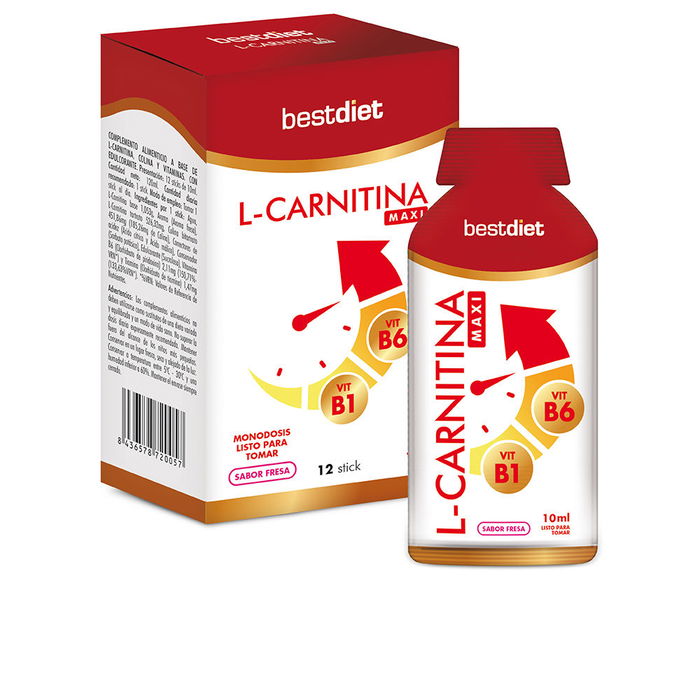 Best Diet L-CARNITINA DIET 12 sticks Complément Liquide L-Carnitine Choline Vitamine B6 Thiamine Saveur Fraise Best Diet L-CARNITINA DIET 12 sticks Complément Liquide L-Carnitine Choline Vitamine B6 Thiamine Saveur Fraise