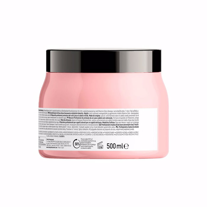 L'Oréal Professionnel Paris Masque VITAMIN COLOR 500 ml pour Cheveux Colorés - Hydrate, Répare et Sublime la Teinte pendant 48h avec 5x plus de Brillance L'Oréal Professionnel Paris Masque VITAMIN COLOR 500 ml pour Cheveux Colorés - Hydrate, Répare et Sublime la Teinte pendant 48h avec 5x plus de Brillance