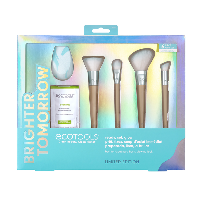 EcoTools Set Bright Tomorrow Coffret Maquillage 6 Pièces - Pinceaux Fond de Teint, Correcteur, Fard à Paupières, Blush, Éponge et Nettoyant EcoTools Set Bright Tomorrow Coffret Maquillage 6 Pièces - Pinceaux Fond de Teint, Correcteur, Fard à Paupières, Blush, Éponge et Nettoyant