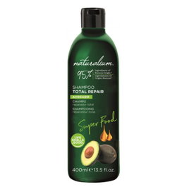 Naturalium Shampooing Super Food Avocat Total Repair - 400 mL - Sans SLS, Reparateur, pour cheveux forts et brillants