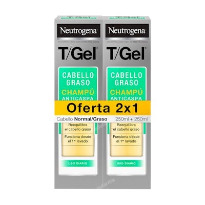 Neutrogena T/Gel Shampooing Antipelliculaire Normal-Gras Pack 2 x 250 ml