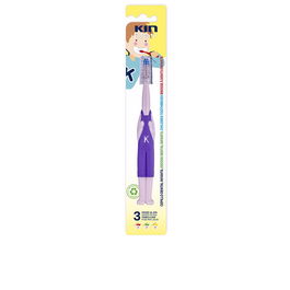 Kin Brosse à Dents Enfant - Petite Tête Ronde, Poils Doux, Capuchon Protecteur - 3 à 6 ans