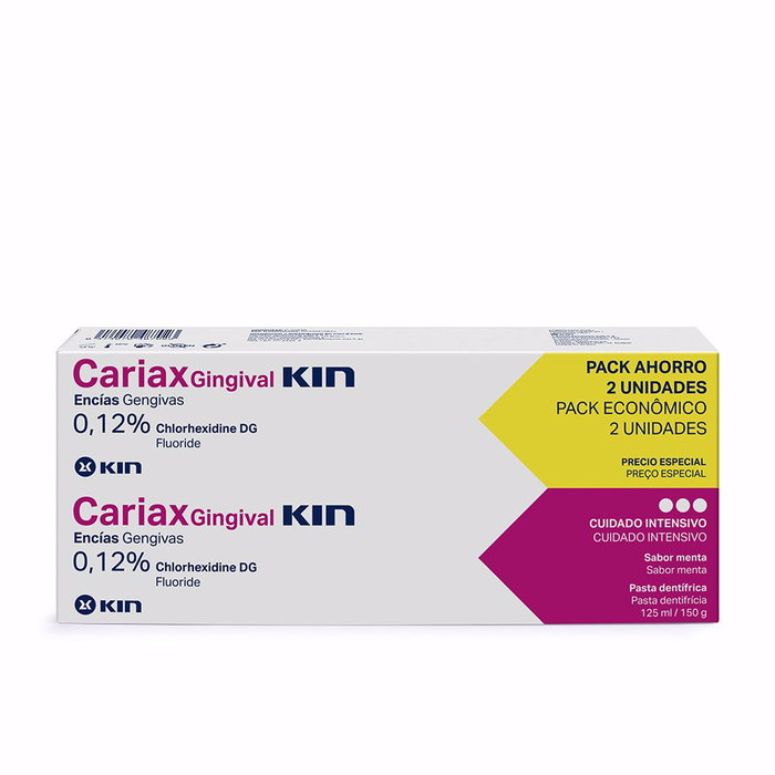 Kin CARIAX GINGIVAL Dentifrice, Pack 2 x 125 ml, Action sur les gencives sensibles et prévention caries Kin CARIAX GINGIVAL Dentifrice, Pack 2 x 125 ml, Action sur les gencives sensibles et prévention caries