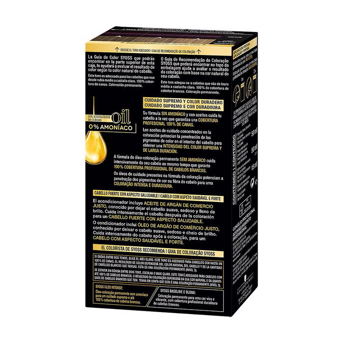 Syoss Oleo Intense Teinture Capillaire Sans Ammoniaque #3.22-Marron Violin Formule à l'Huile 5 pièces