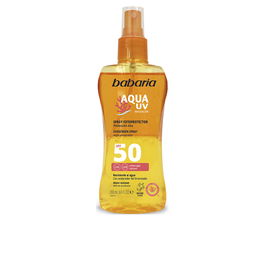 Babaria Spray Solaire Aqua UV SPF50 Biphasique 200 ml avec Aloe Vera et Accélérateur de Bronzage