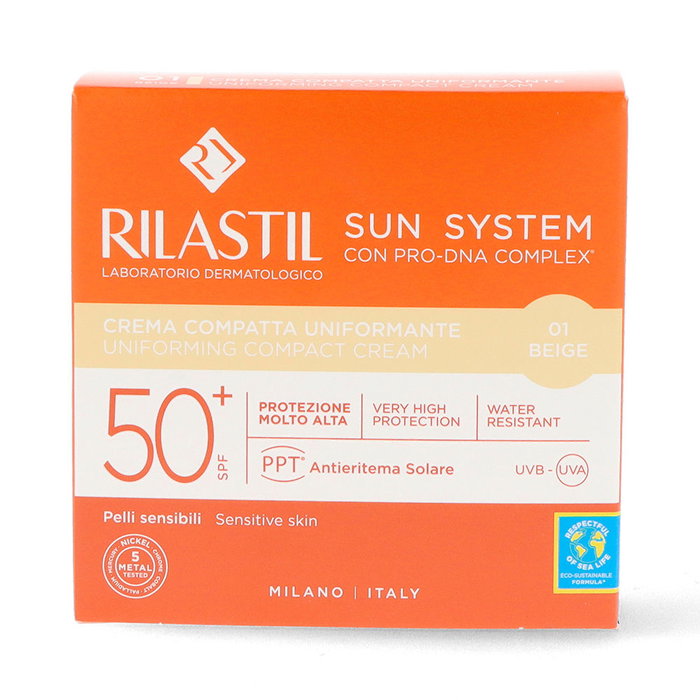 Rilastil SUN SYSTEM SPF50+ Crème Compacte #beige 10g - Fond de teint unifiant hypoallergénique avec filtres physiques Rilastil SUN SYSTEM SPF50+ Crème Compacte #beige 10g - Fond de teint unifiant hypoallergénique avec filtres physiques
