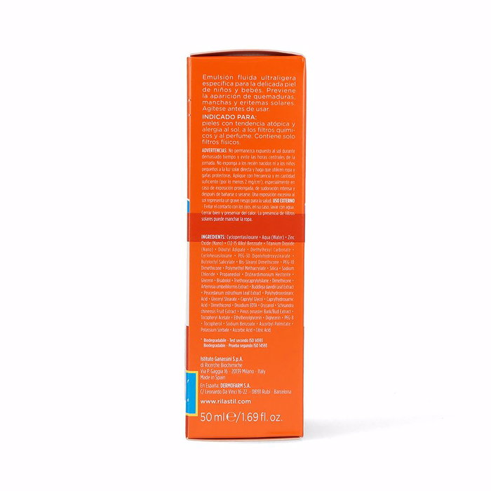 Rilastil SUN SYSTEM SPF50+ BABY comfort Crème Solaire Haute Protection 50 ml pour Peaux Sensibles et Atopiques