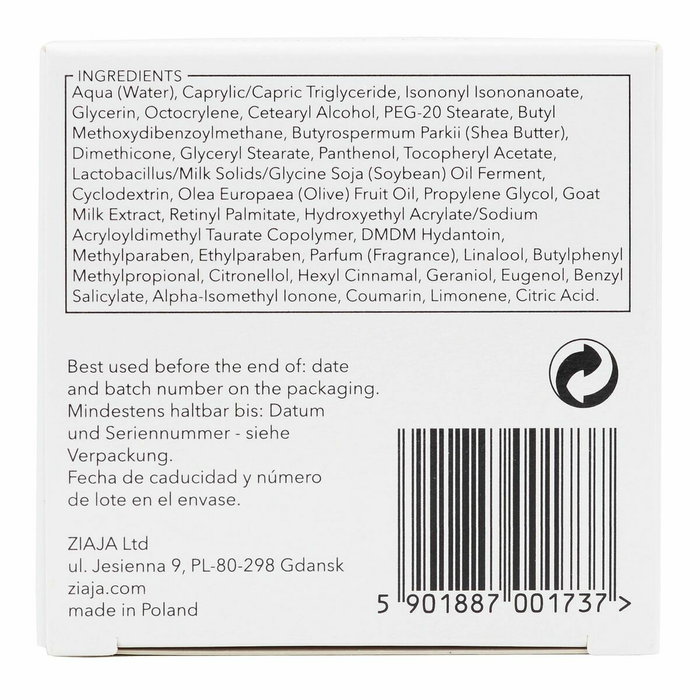 Ziaja Crème de jour visage au LAIT DE CHÈVRE 50 ml