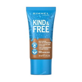 Rimmel London Kind & Free Skin Tint Foundation #400-Natural Beige - Fond de teint teinté hydratant, finition radieuse, 30 ml