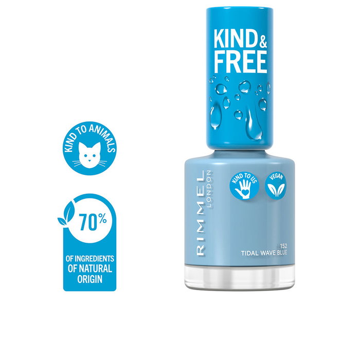 Rimmel London KIND & FREE Vernis à Ongles #152 Tidal Wave Blue - Vegan, 8 ml, Tenue 5 Jours