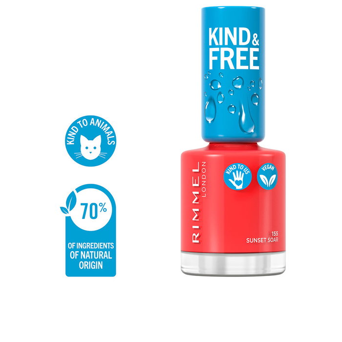 Rimmel London KIND & FREE Vernis à Ongles Végétal #155-sunset soar - Formule vegan 8ml Rimmel London KIND & FREE Vernis à Ongles Végétal #155-sunset soar - Formule vegan 8ml