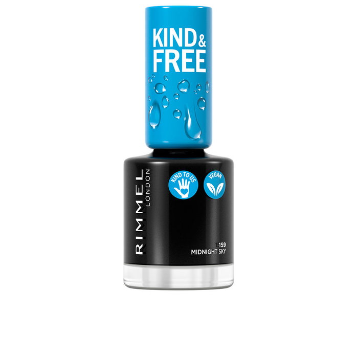 Rimmel London KIND & FREE vernis à ongles #159 Midnight Sky - Végétal, 75% ingrédients d'origine biologique, tenue 5 jours, 8ml Rimmel London KIND & FREE vernis à ongles #159 Midnight Sky - Végétal, 75% ingrédients d'origine biologique, tenue 5 jours, 8ml