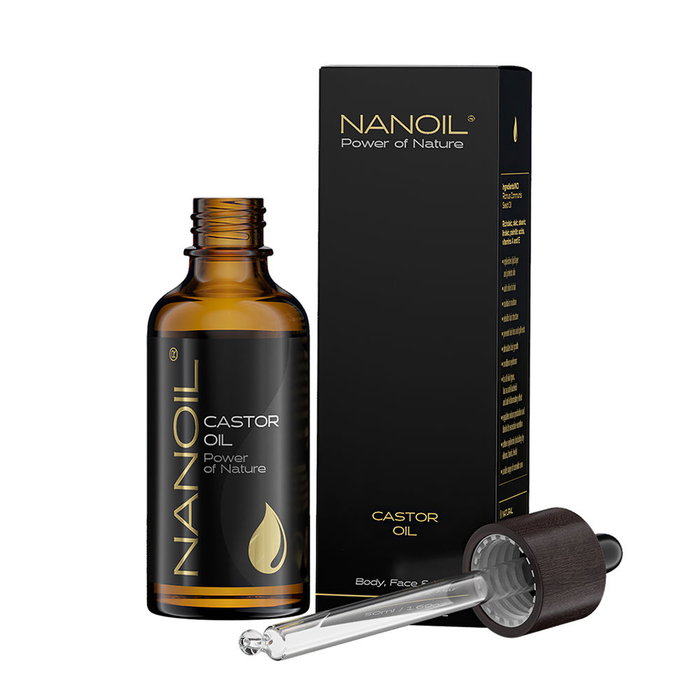 Nanoil Huile de Ricin Biologique, Non Raffinée, Pression à Froid, Favorise la Pousse des Cheveux, Cils et Sourcils, 50 ml